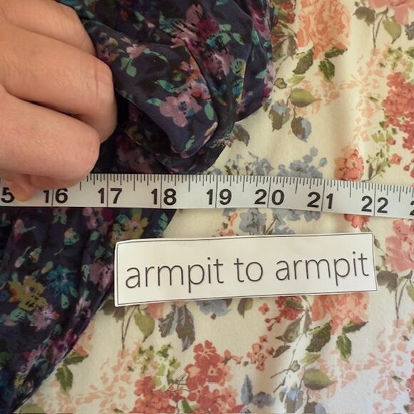 Anthropologie Fei Womens Fairy Grunge Floral Silk Top Size 2 Dark Romantic Belt - Picture 8 of 14